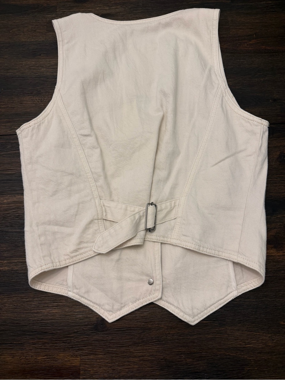 Cream Button-Front Cotton Vest - Picture 2 of 4